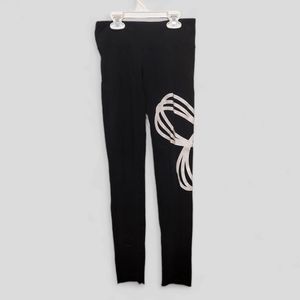 TNA - Equator Mid Rise White Logo on Black Leggings